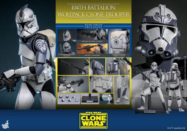 Star Wars The Clone Wars Action Figure 1/6 104th Battalion Wolfpack Clone Trooper Deluxe Version (Acconto Preordine) - immagine 13